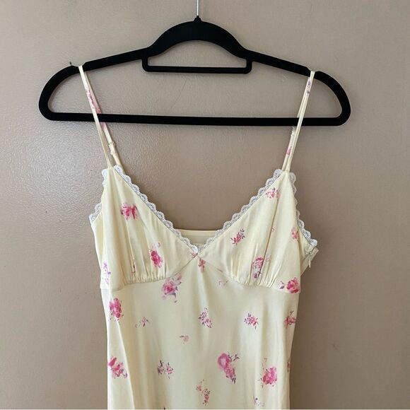 NWT Tularosa Molly Midi Dress Country Floral lingerie slip yellow Revolve XS - Picture 6 of 13